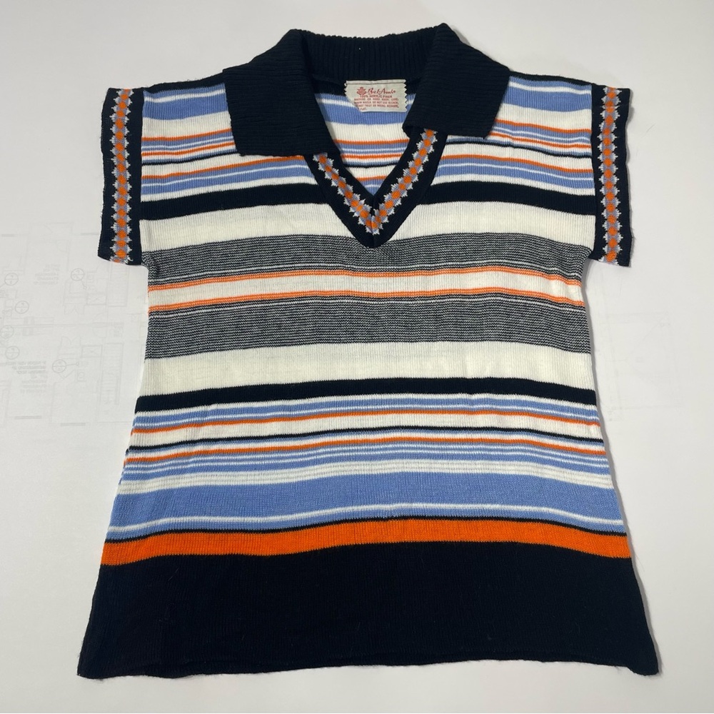 Vintage Multicolor Striped V-Neck Sweater